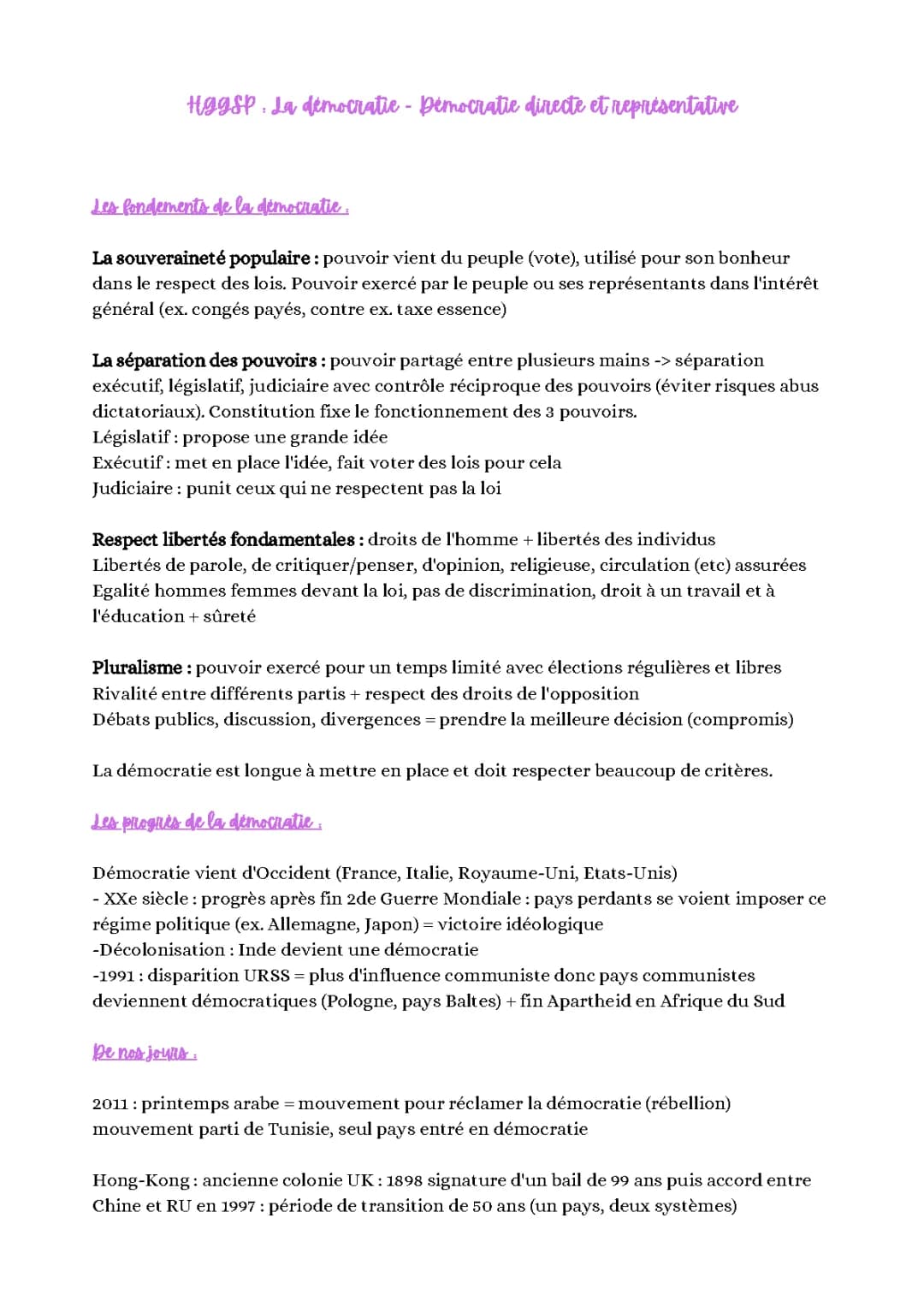 HGGSP - Démocraties directe et représentative