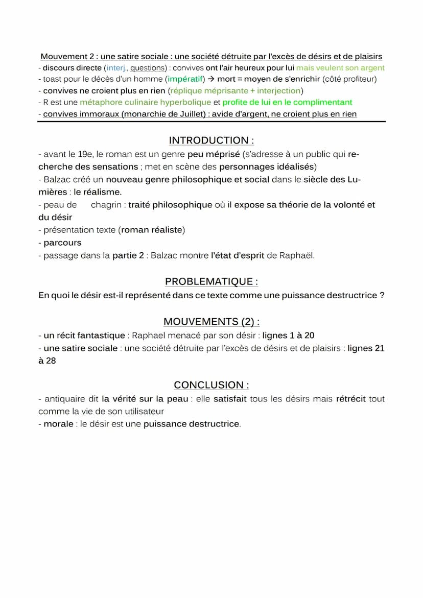 5
10
15
20
25
Texte 9
OEuvre intégrale : La peau de chagrin (1831) d'Honoré de Balzac.
L'action fantastique de la peau : désir et mort, Part