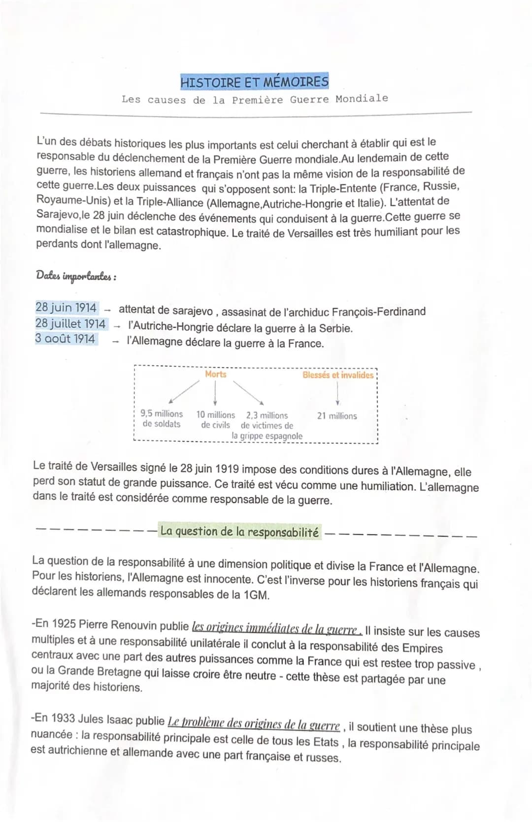 les causes de la première guerre mondiale 