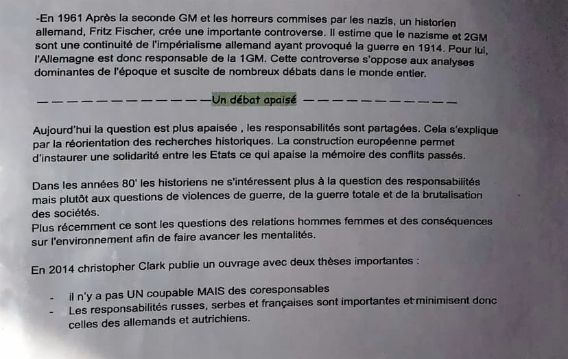 HISTOIRE ET MÉMOIRES
Les causes de la Première Guerre Mondiale
L'un des débats historiques les plus importants est celui cherchant à établir