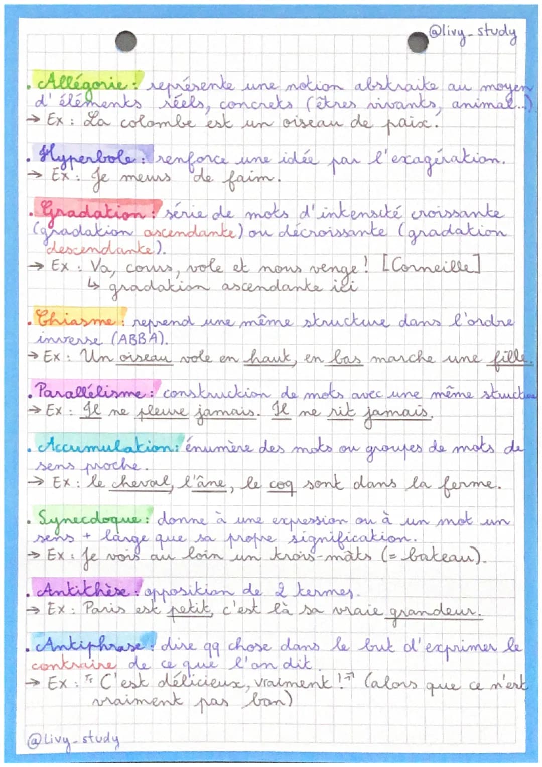 brevet
@livy - study
=figures de style =
• Comparaison: met en relation I éléments : le
comparé et le comparant avec un outil de comparaison