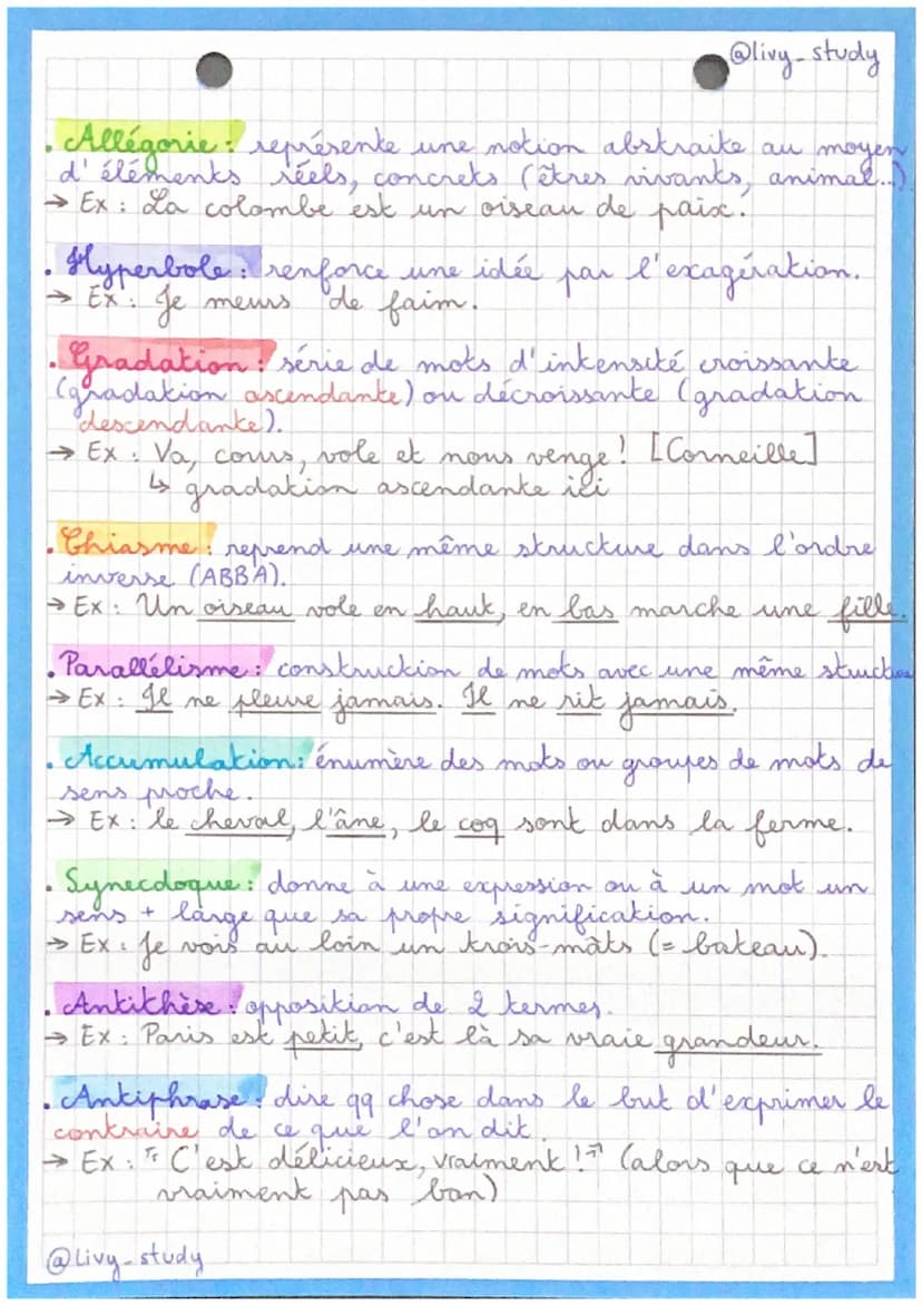 brevet
@livy - study
=figures de style =
• Comparaison: met en relation I éléments : le
comparé et le comparant avec un outil de comparaison