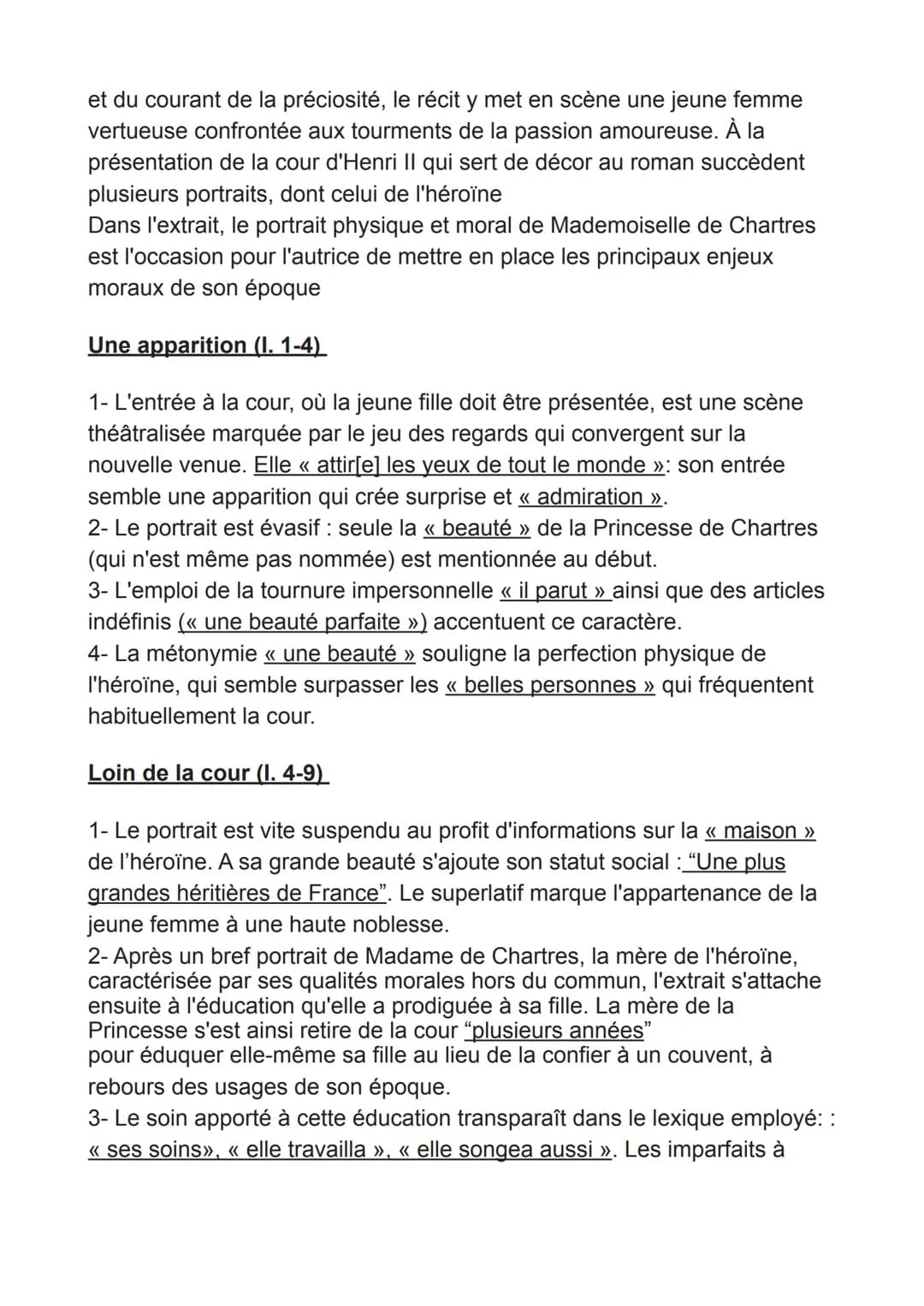 TEXTE 1: Explication de texte (Bac de Français)
Il parut alors une beauté à la cour, qui attira les yeux de tout le
monde, et l'on doit croi