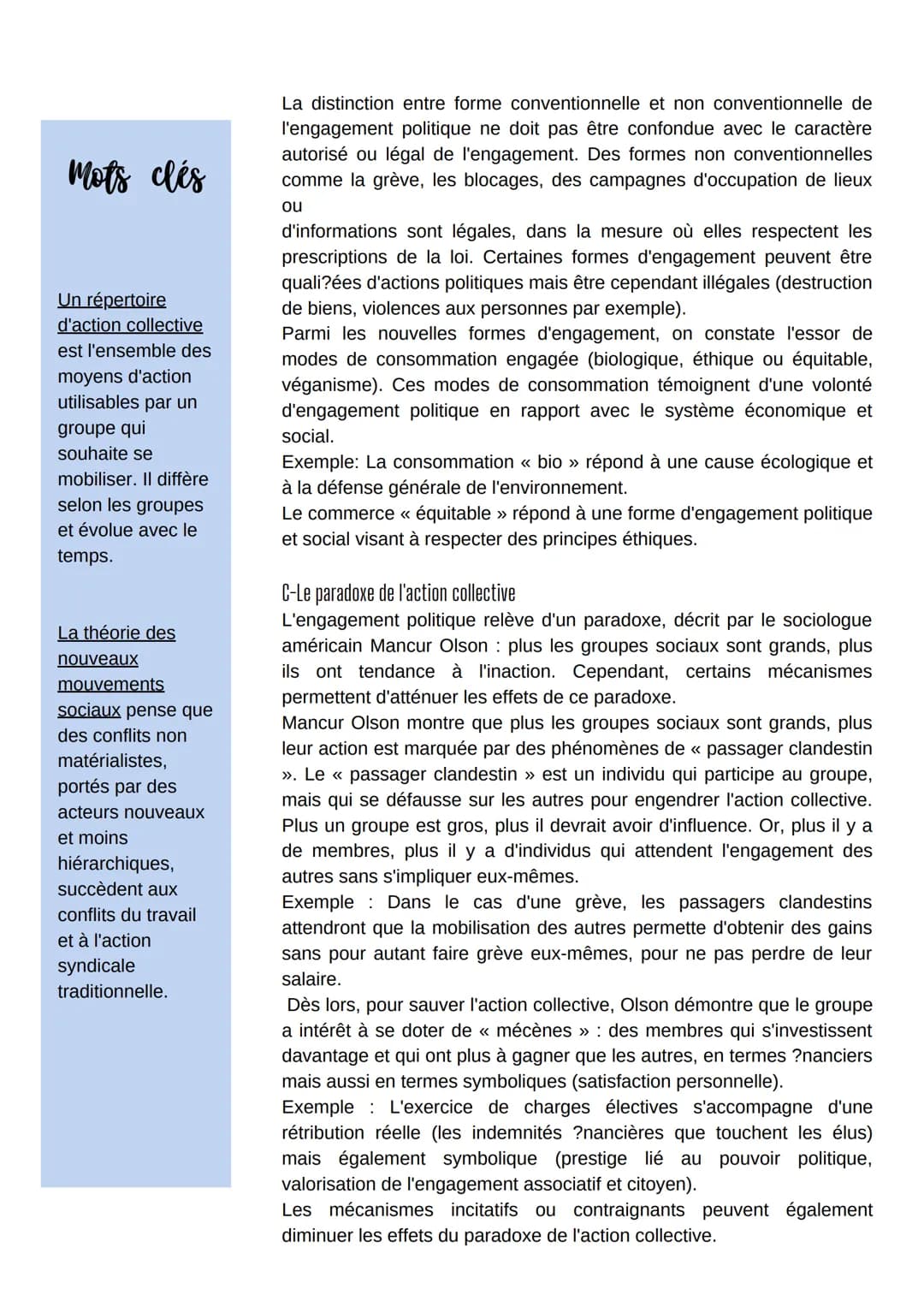 Comment expliquer
l'engagement politique dans
les sociétés démocratiques
Mots clés
L'engagement
politique est le
fait de faire une
action in