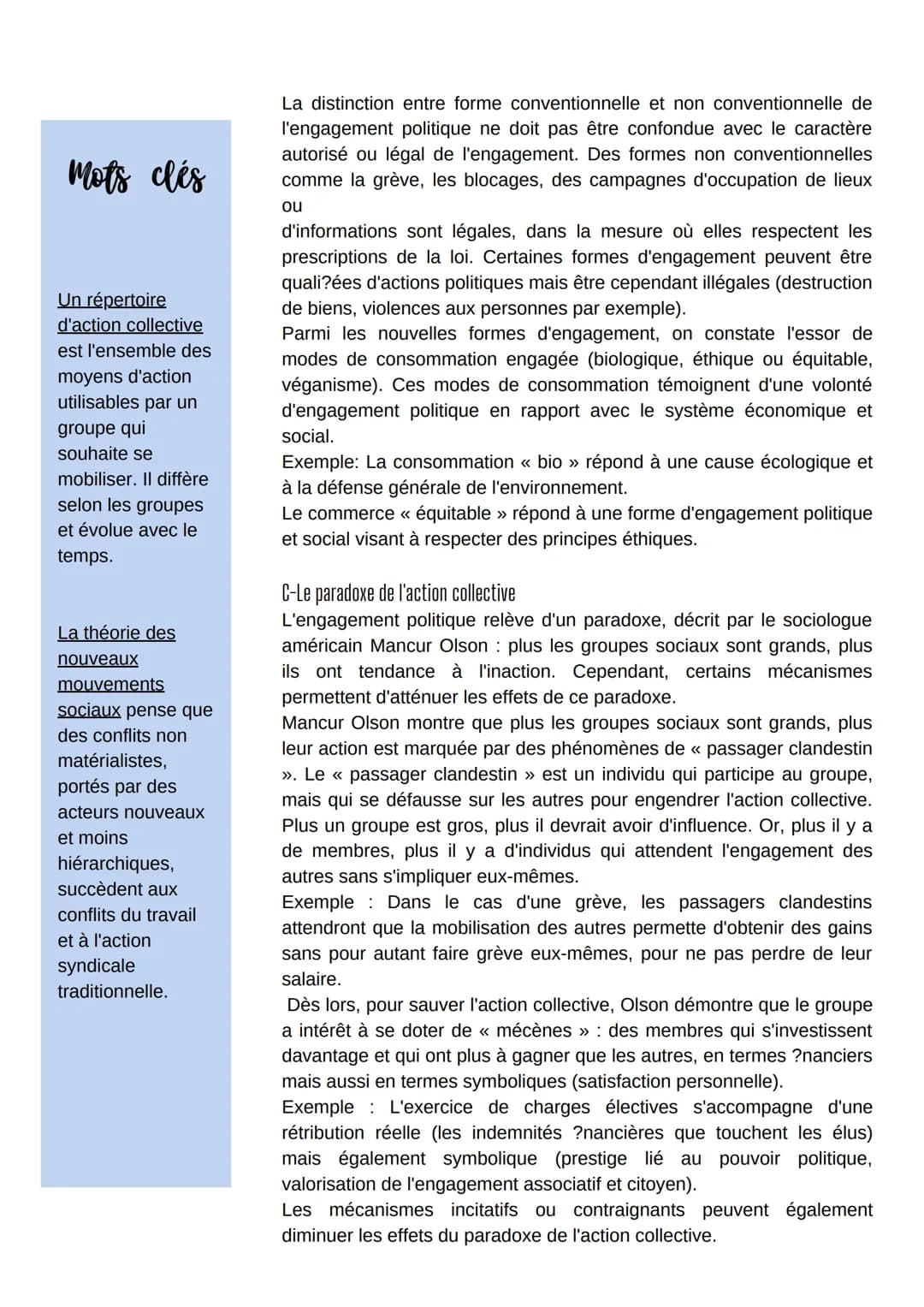 Comment expliquer
l'engagement politique dans
les sociétés démocratiques
Mots clés
L'engagement
politique est le
fait de faire une
action in