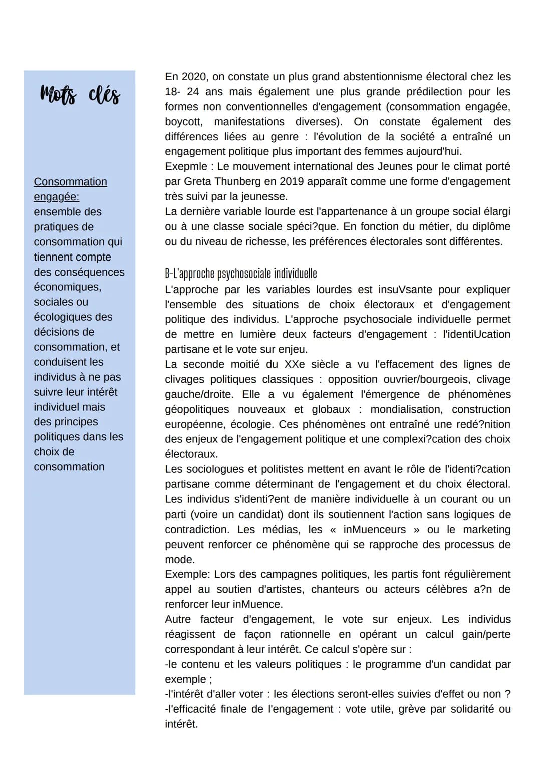 Comment expliquer
l'engagement politique dans
les sociétés démocratiques
Mots clés
L'engagement
politique est le
fait de faire une
action in