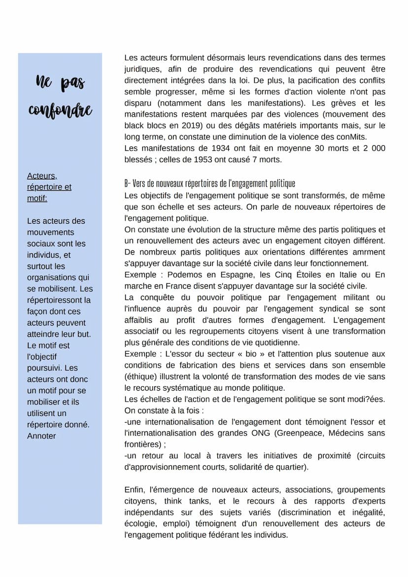Comment expliquer
l'engagement politique dans
les sociétés démocratiques
Mots clés
L'engagement
politique est le
fait de faire une
action in