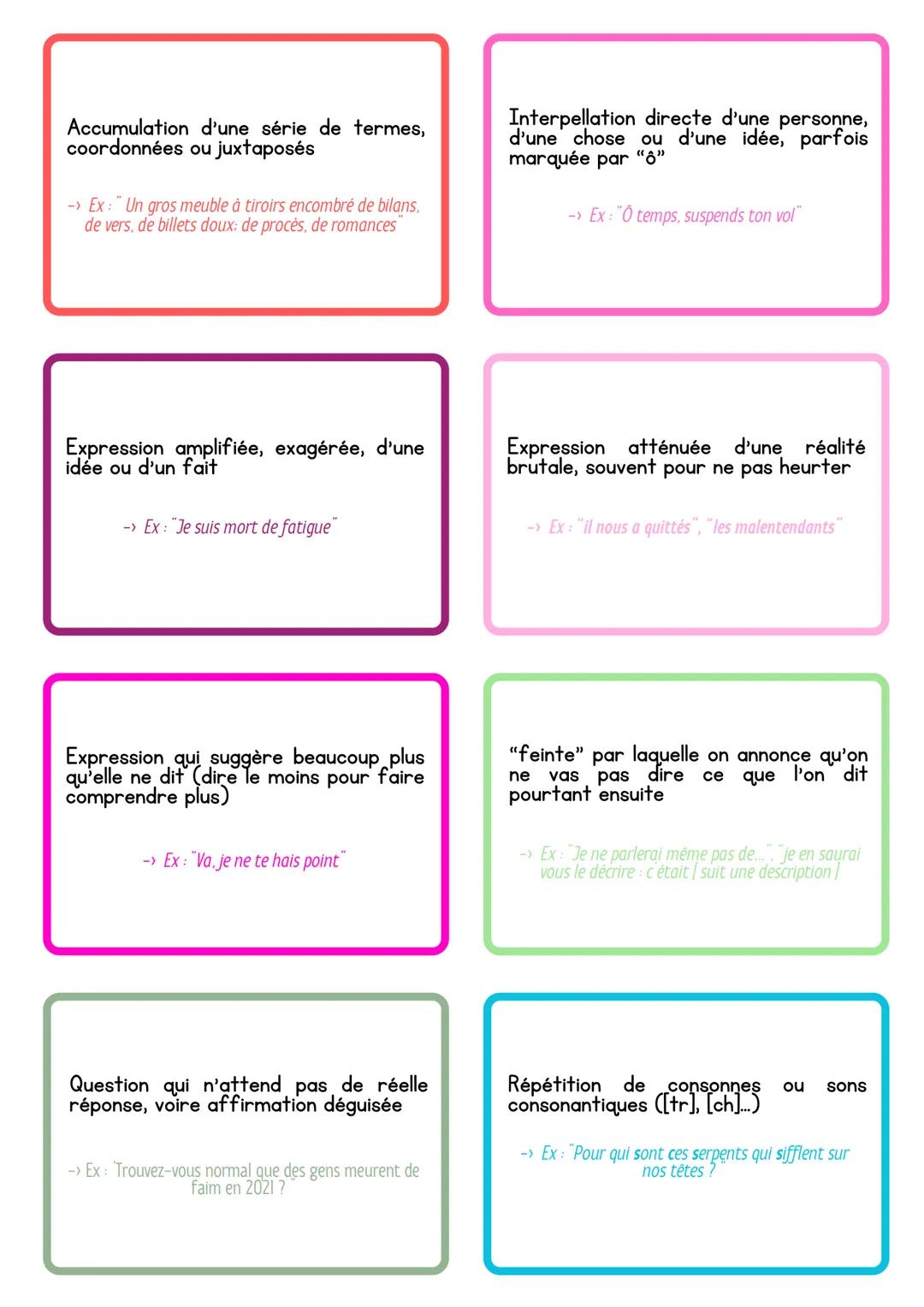 La comparaison
La métaphore
La personnification
L'allégorie
La réification
La prosopopée
La métonymie
La périphrase Mise en relation d'un co