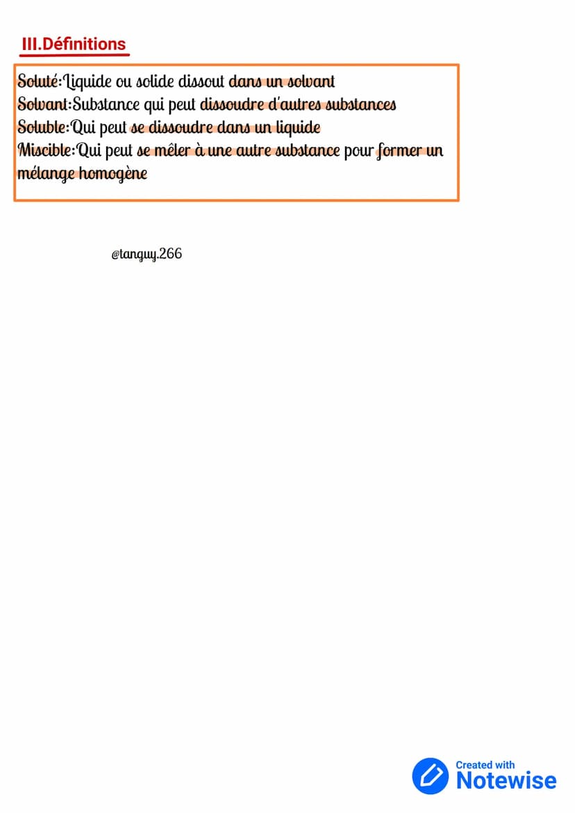 Physique
I.Les mélanges homogènes
Un mélange qui est homogène est un mélange ou l'on ne distingue qu'une seule couche à l'oeuil nu.
On peut 