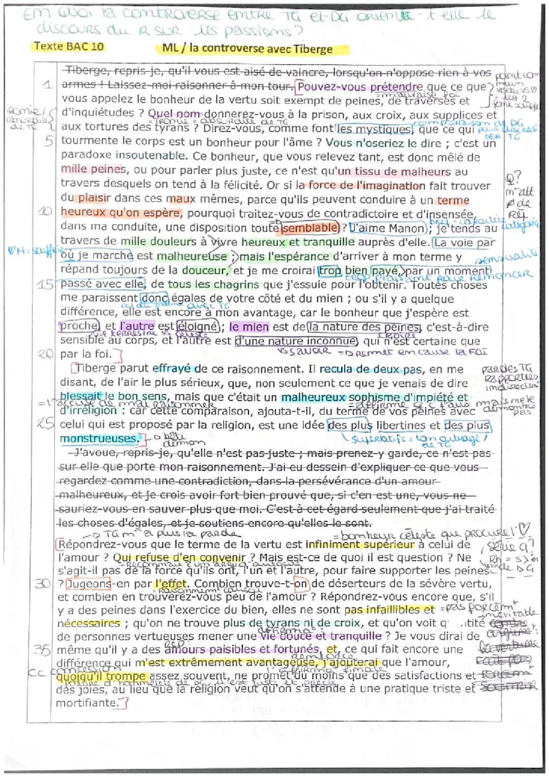 Texte bac « La controverse avec Tiberge »