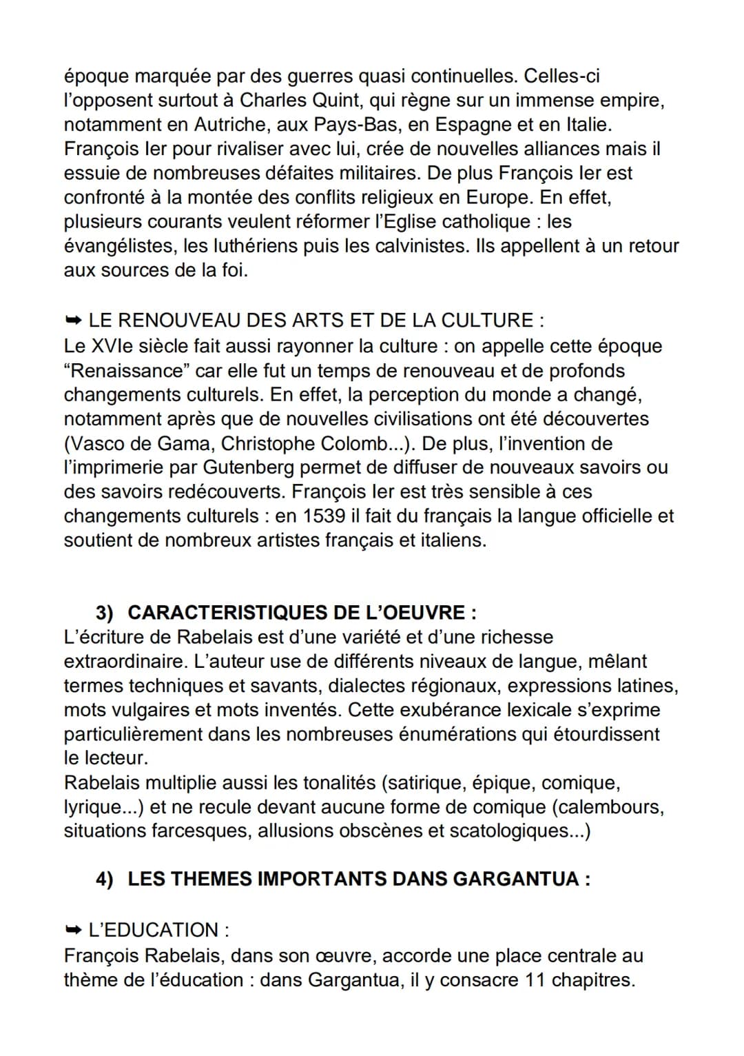 FICHE DE DISSERTATION
GARGANTUA // FRANCOIS RABELAIS
GARGANTUA
Auteur : François Rabelais
Date : 1534
Mouvement littéraire : L'Humanisme
Thè