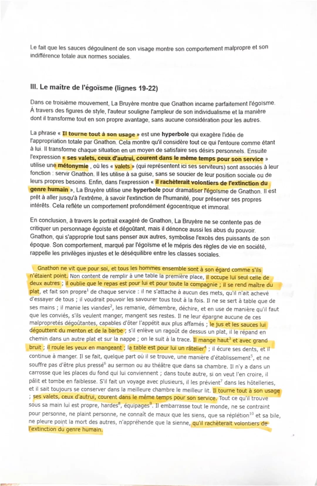 ANALYSE LINÉAIRE DE GNATHON
Nous allons parler de l'œuvre de la bruyère LES CARACTÈRE " qui a été publiée en 1688. Le
chapitre qu'on va anal
