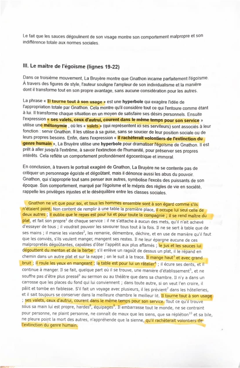 ANALYSE LINÉAIRE DE GNATHON
Nous allons parler de l'œuvre de la bruyère LES CARACTÈRE " qui a été publiée en 1688. Le
chapitre qu'on va anal