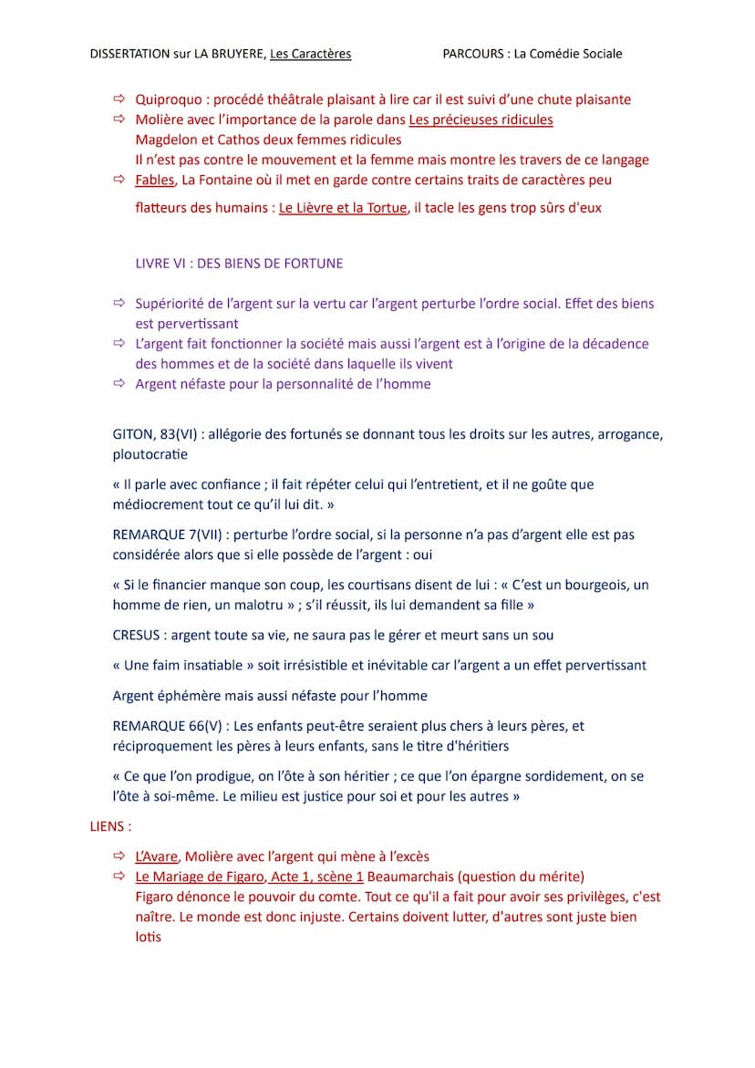 DISSERTATION sur LA BRUYERE, Les Caractères
PARCOURS: La Comédie Sociale
INTRODUCTION
Contrairement au proverbe connu « l'habit ne fait pas 