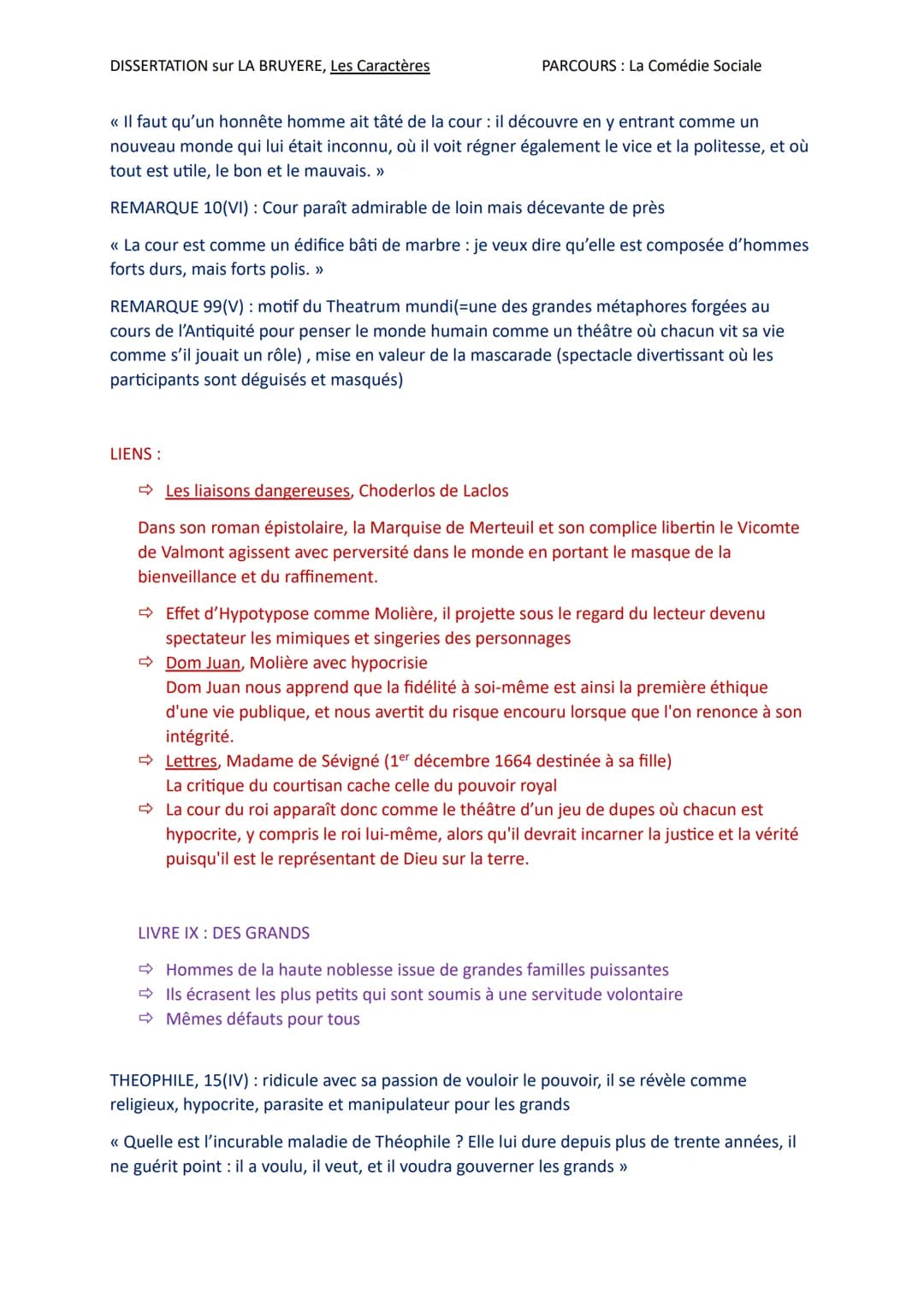 DISSERTATION sur LA BRUYERE, Les Caractères
PARCOURS: La Comédie Sociale
INTRODUCTION
Contrairement au proverbe connu « l'habit ne fait pas 