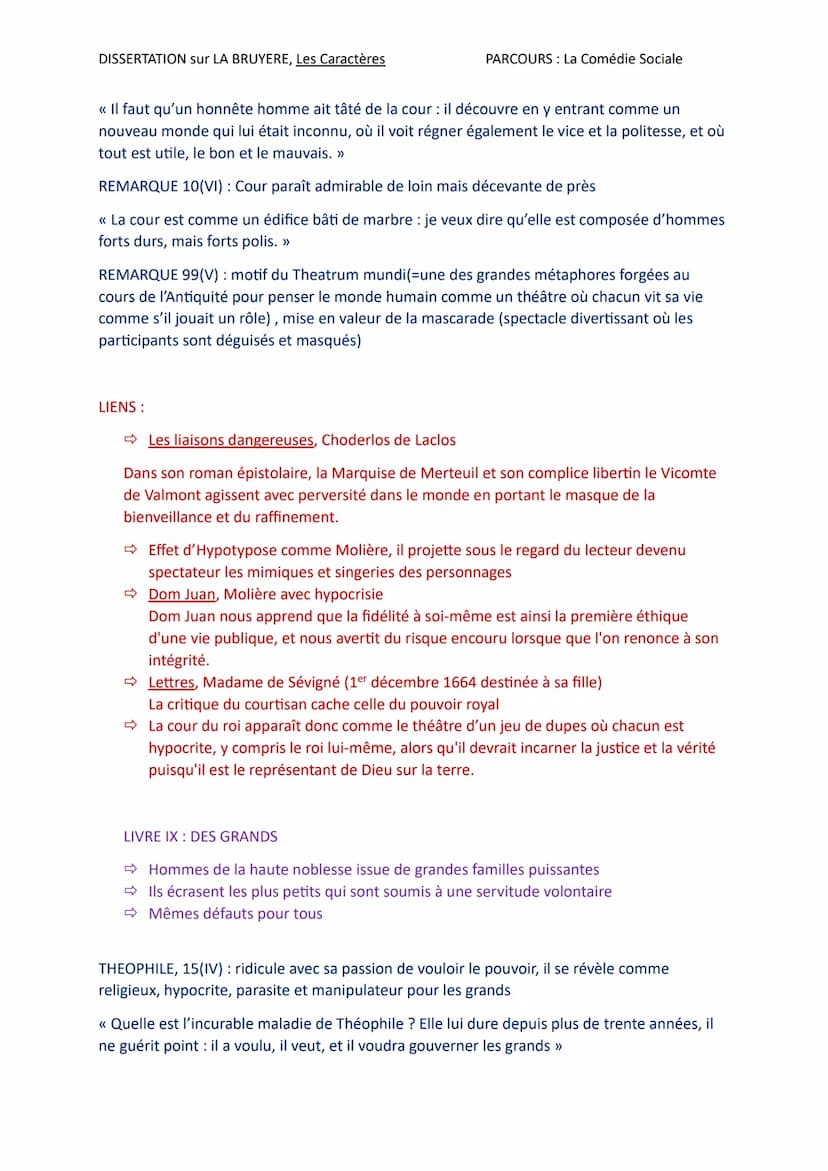DISSERTATION sur LA BRUYERE, Les Caractères
PARCOURS: La Comédie Sociale
INTRODUCTION
Contrairement au proverbe connu « l'habit ne fait pas 