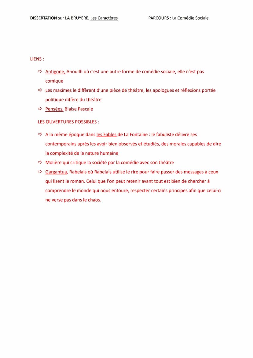 DISSERTATION sur LA BRUYERE, Les Caractères
PARCOURS: La Comédie Sociale
INTRODUCTION
Contrairement au proverbe connu « l'habit ne fait pas 