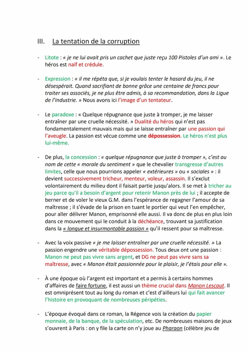 ORAL-TEXTE 1: MANON LESCAUT : « Manon était
une créature... par une cruelle nécessité »
o Introduction :
1. ŒUVRE : Manon Lescaut est un rom