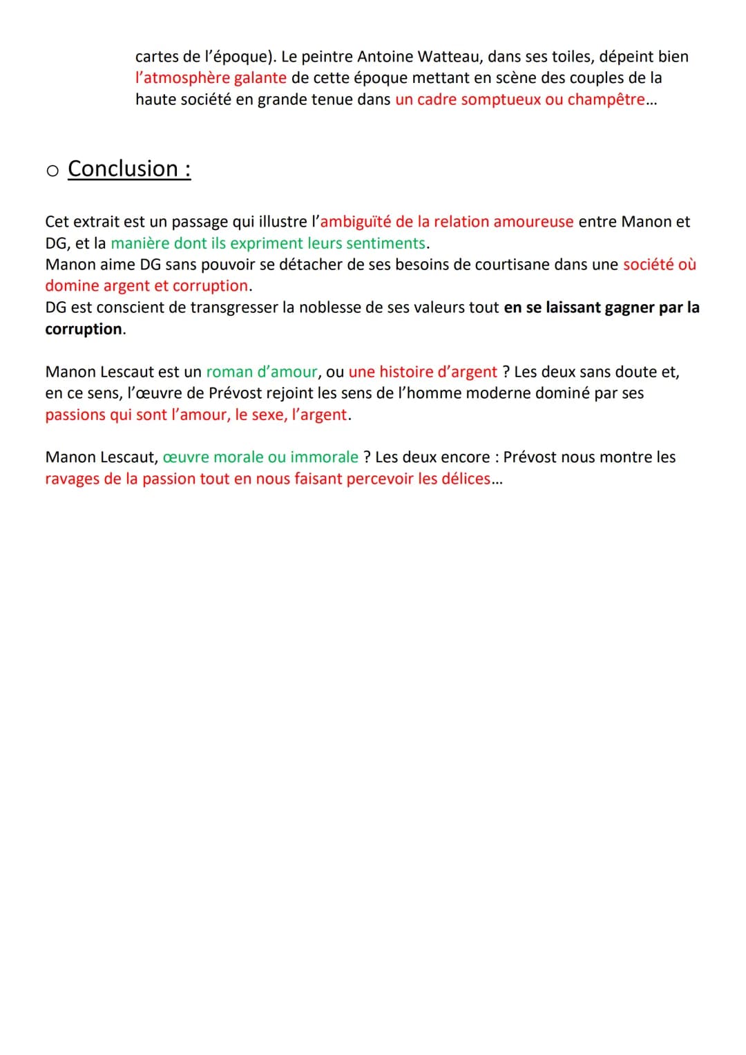 ORAL-TEXTE 1: MANON LESCAUT : « Manon était
une créature... par une cruelle nécessité »
o Introduction :
1. ŒUVRE : Manon Lescaut est un rom