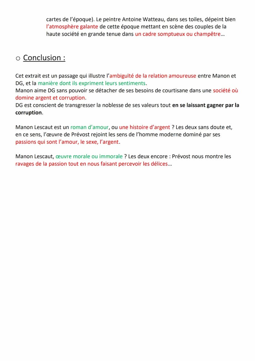 ORAL-TEXTE 1: MANON LESCAUT : « Manon était
une créature... par une cruelle nécessité »
o Introduction :
1. ŒUVRE : Manon Lescaut est un rom