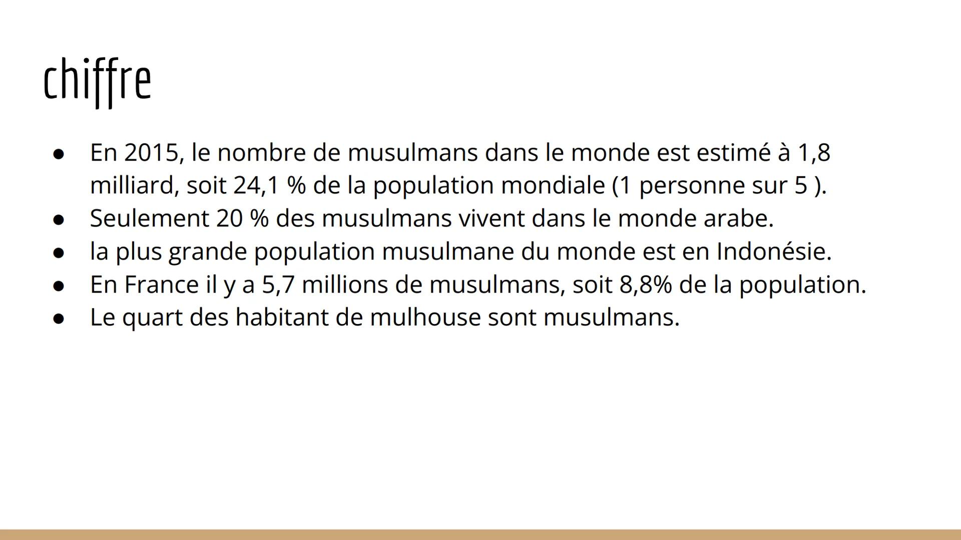 L'islam L'origine
L'islam naît dans la péninsule arabique à la Mecque au VIIème siècle sous
l'impulsion du prophète Mahomet. Il serait né en