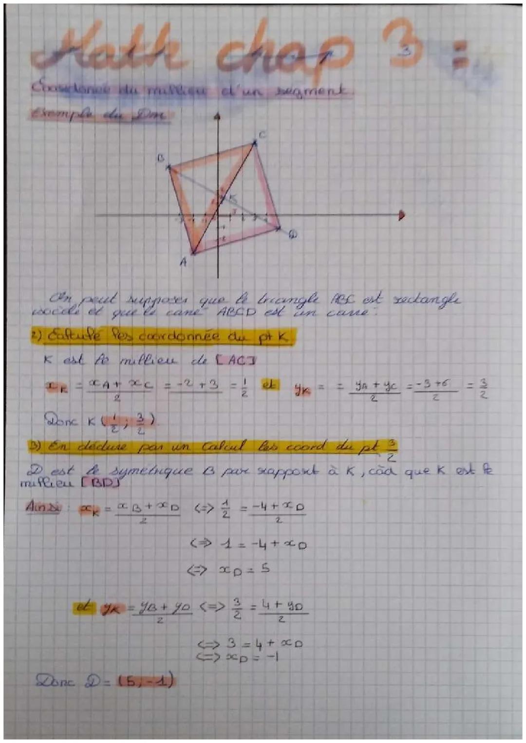 Coordonnées du milieu d'un segment 
