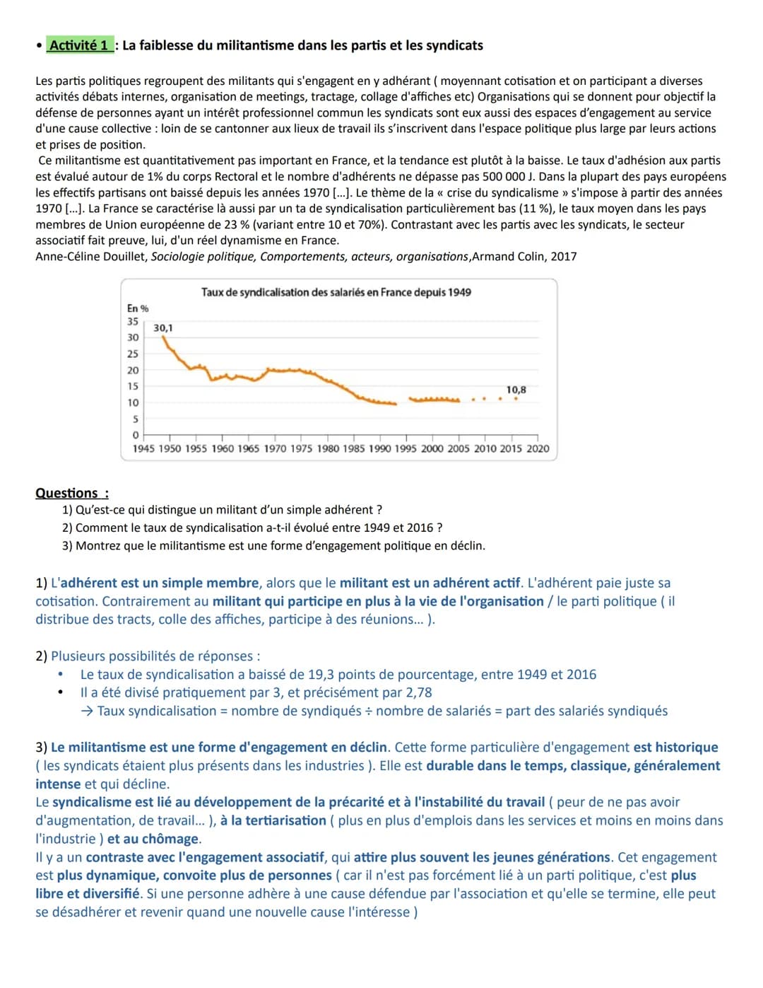 Chapitre 1 - Comment expliquer l'engagement politique dans les sociétés
démocratiques ?
A la fin du chapitre, vous devez être capable de :
C