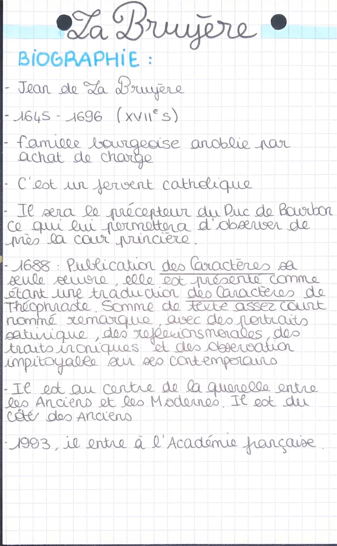 Jean de La Bruyère Biographie courte et ses œuvres principales pour le bac