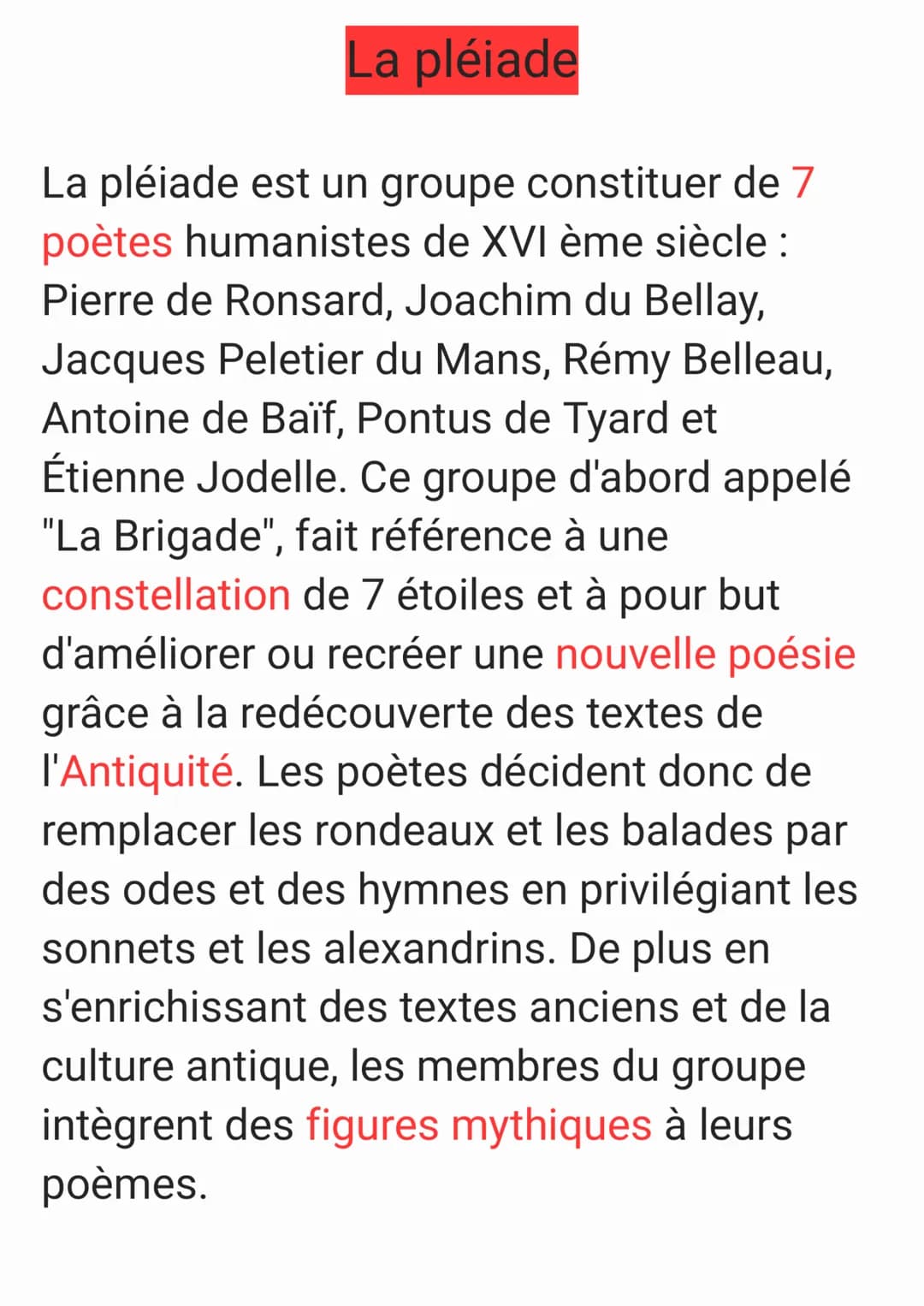 La pléiade
La pléiade est un groupe constituer de 7
poètes humanistes de XVI ème siècle :
Pierre de Ronsard, Joachim du Bellay,
Jacques Pele