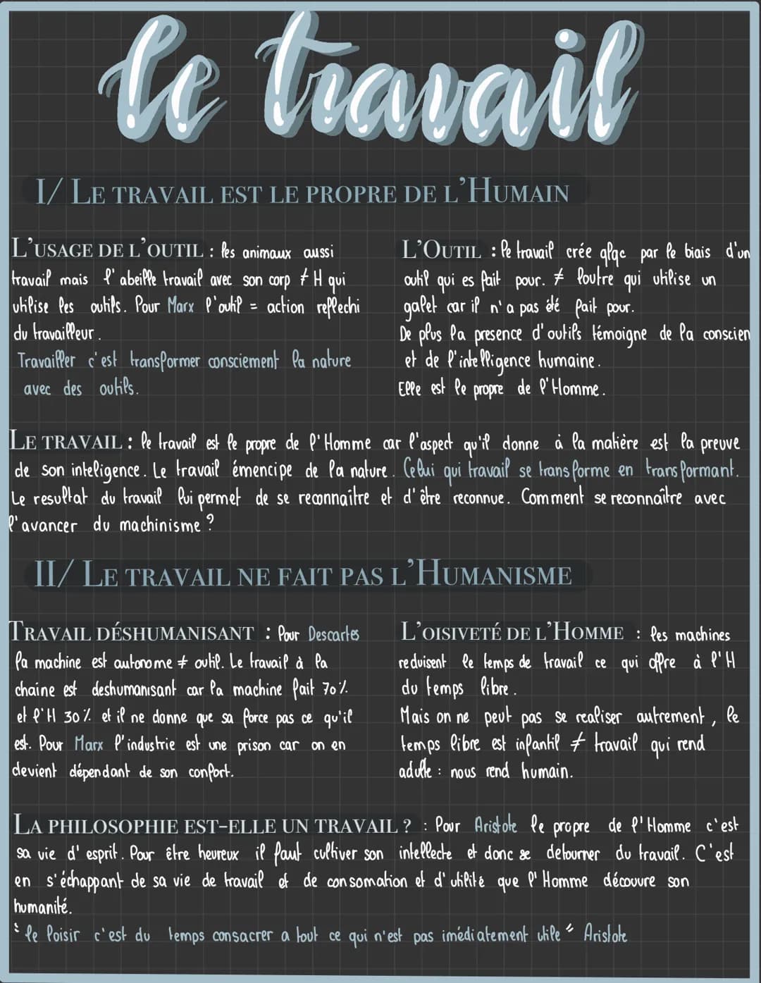 le travail
I/ LE TRAVAIL EST LE PROPRE DE L'HUMAIN
L'USAGE DE L'OUTIL : les animaux aussi
travail mais l'abeille travail avec son corp H qui
