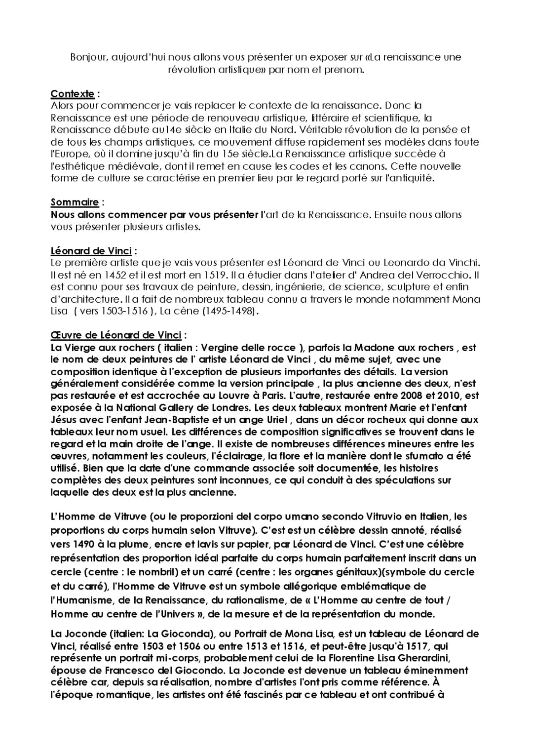 La renaissance une révolution artistique