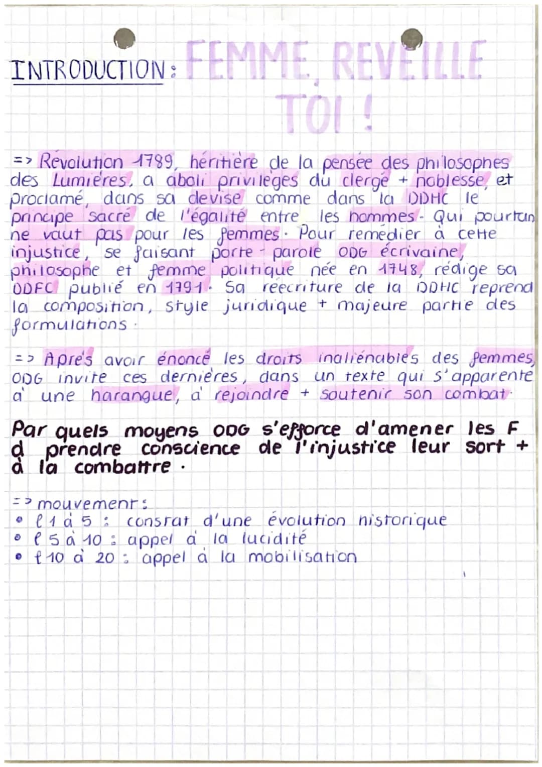 Ouvrir yeux sur I'
injustice du sort
reserve aux F
appel à soutenir la
Declaration
rambat feministe les
droits preexistent
deja
métaphore
év