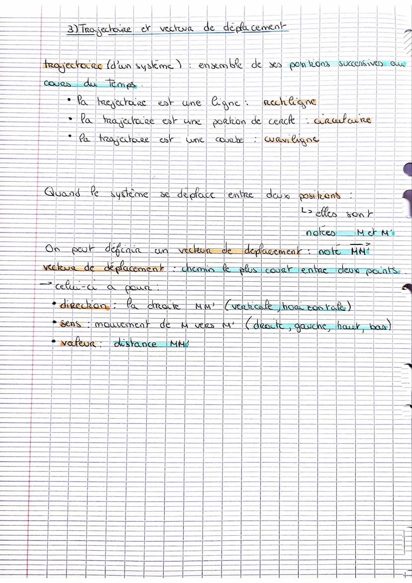 FICHE DE REVISION Nº. 2;
PHYSIQUE-CHIMIE :
DECRIRE UN MOUVEMENT
I. Deplacement d'un systeme:
1) Systeme et Referentiel
systeme objek dont
·m