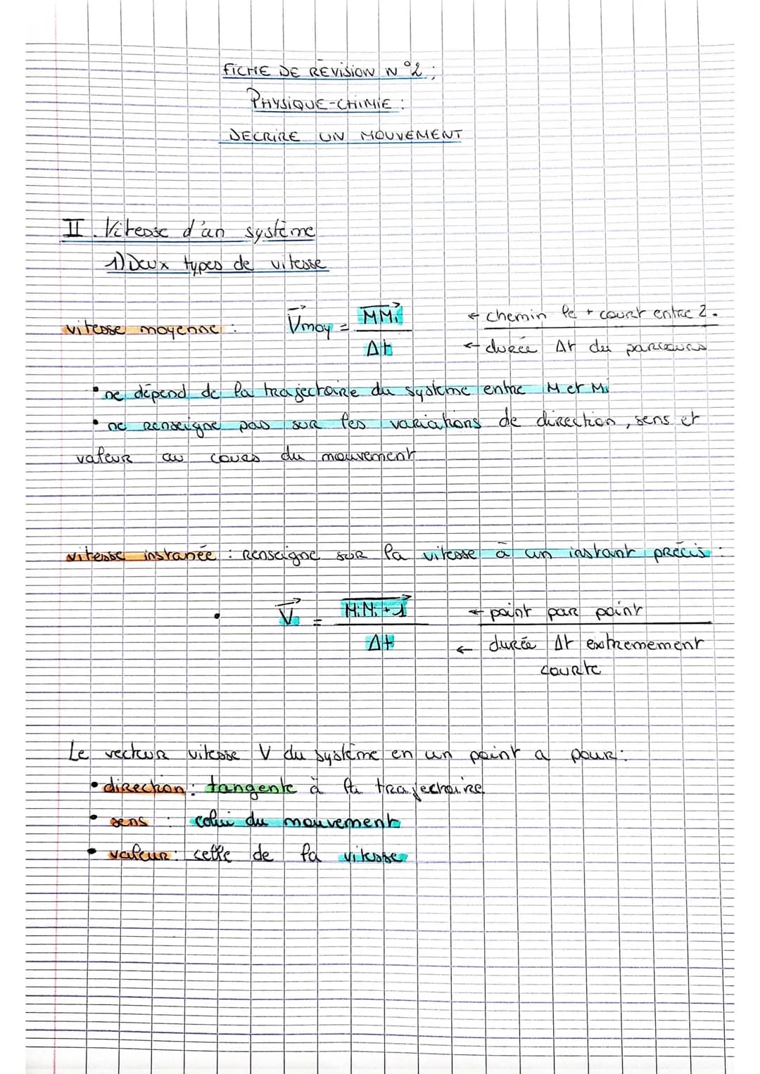 FICHE DE REVISION Nº. 2;
PHYSIQUE-CHIMIE :
DECRIRE UN MOUVEMENT
I. Deplacement d'un systeme:
1) Systeme et Referentiel
systeme objek dont
·m