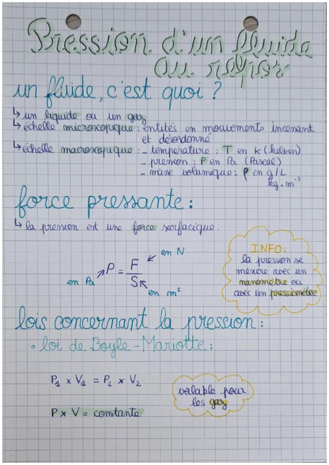 Pression d'un fluide au repos