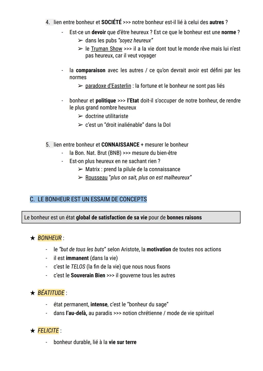 1. LA NOTION DE BONHEUR
A. DU TERME AU CONCEPT
Le bonheur
BON = bonne / HEUR = chance (ancien français) >>> la bonne chance
➤ les "porte-bon