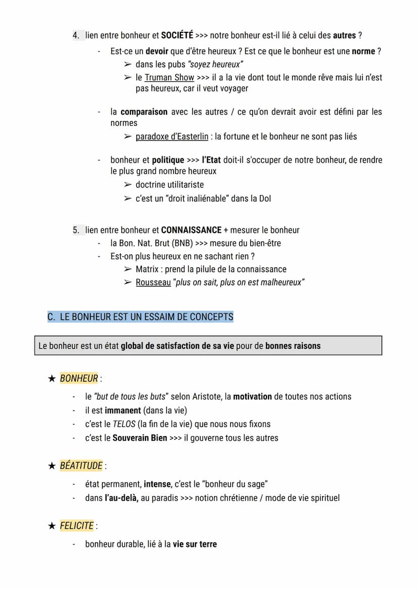 1. LA NOTION DE BONHEUR
A. DU TERME AU CONCEPT
Le bonheur
BON = bonne / HEUR = chance (ancien français) >>> la bonne chance
➤ les "porte-bon