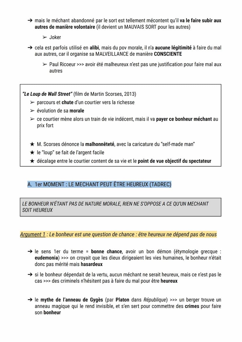 1. LA NOTION DE BONHEUR
A. DU TERME AU CONCEPT
Le bonheur
BON = bonne / HEUR = chance (ancien français) >>> la bonne chance
➤ les "porte-bon