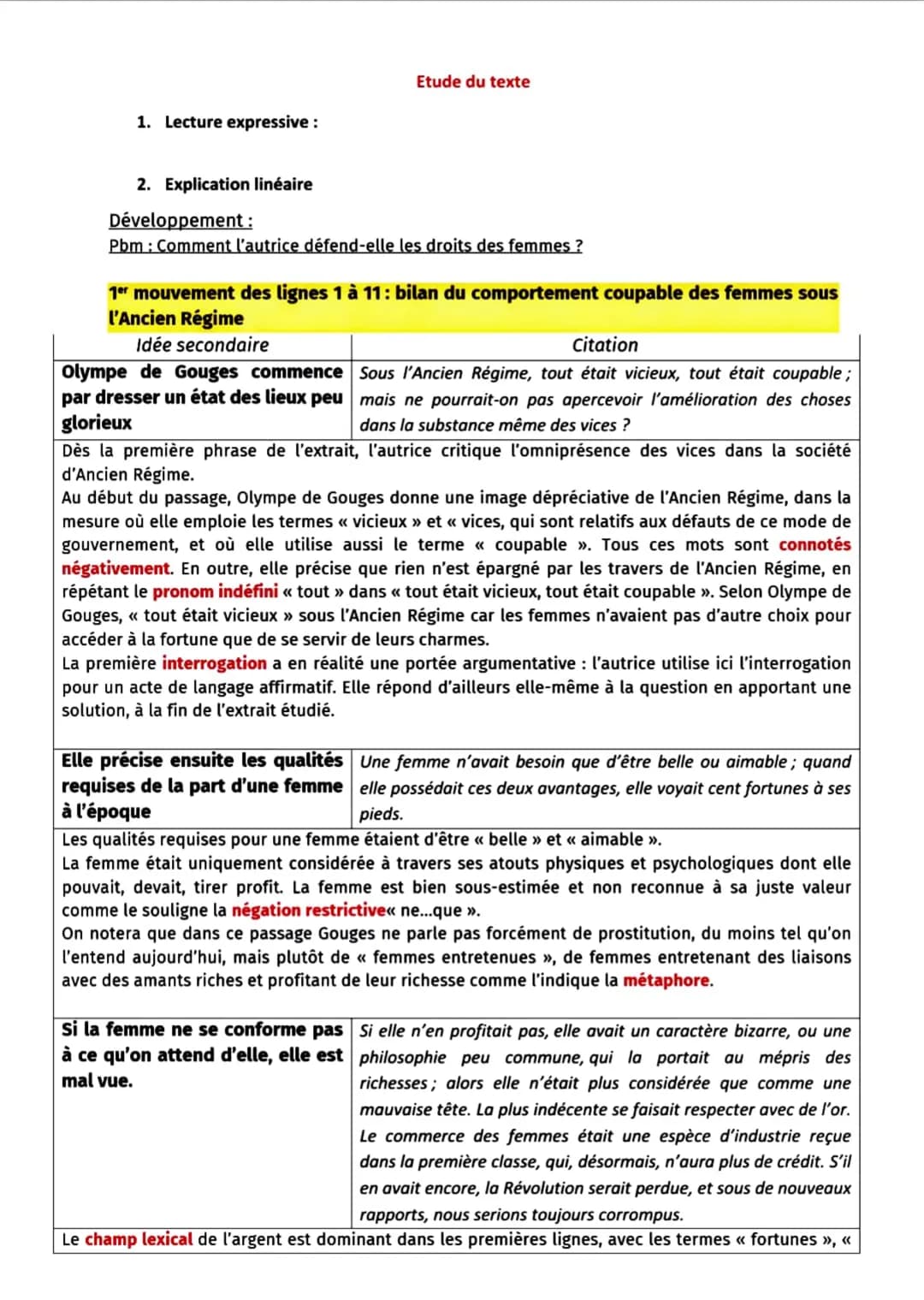 Texte n°3: Olympe de Gouges, Déclaration des droits de la femme et de la citoyenne (1791)
POSTAMBULE
[...] Sous l'Ancien Régime, tout était 
