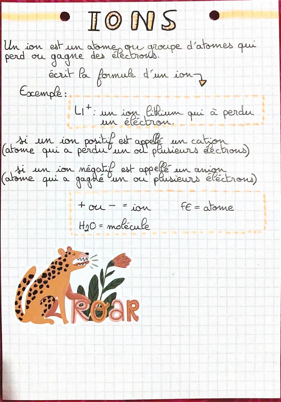 •IONS
Un ion est un atome ou groupe
perd ou
gagne des électrons.
écrit la formule d'un ion
Exemple:
si un ion positif est appelle
(atome qui