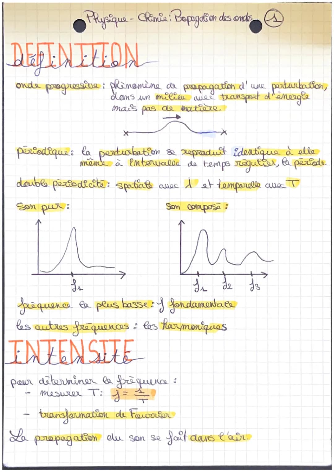 Physique-Chimie: Propagation des onds
DEFINITION
onde progressive: phinomène de propagation d'une perturbation,
dans un milieu avec transpor
