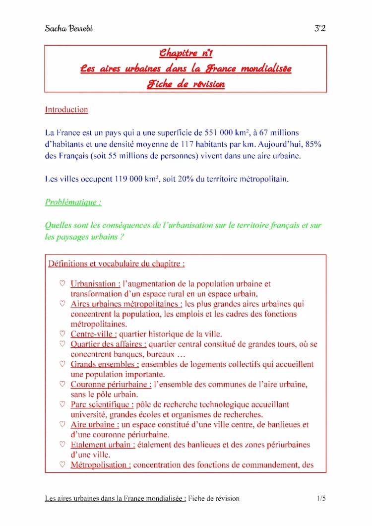 Know Géographie - LES AIRES URBAINES DANS LA FRANCE MONDIALISÉE - 3eme thumbnail