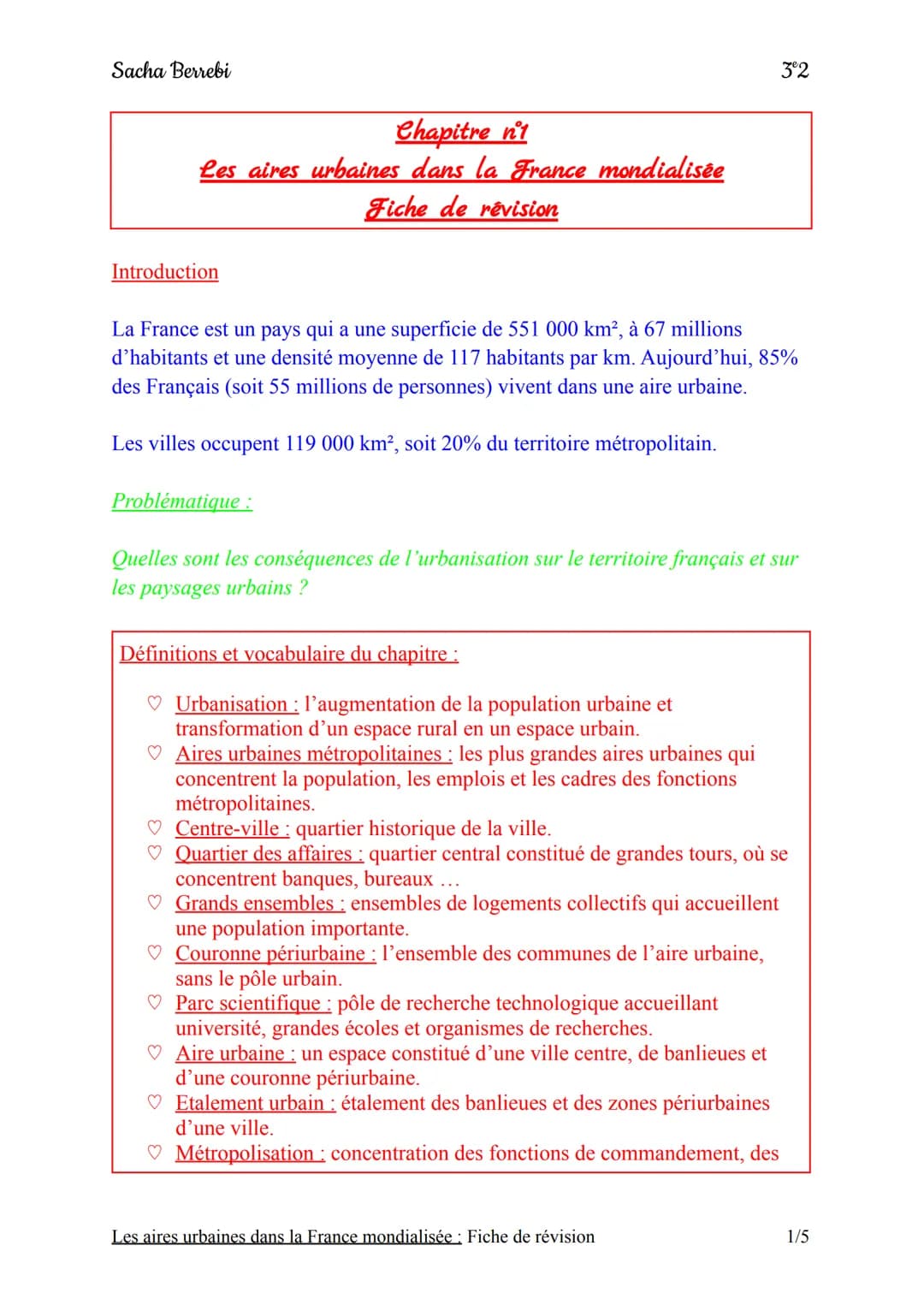 Sacha Berrebi
Introduction
La France est un pays qui a une superficie de 551 000 km², à 67 millions
d'habitants et une densité moyenne de 11
