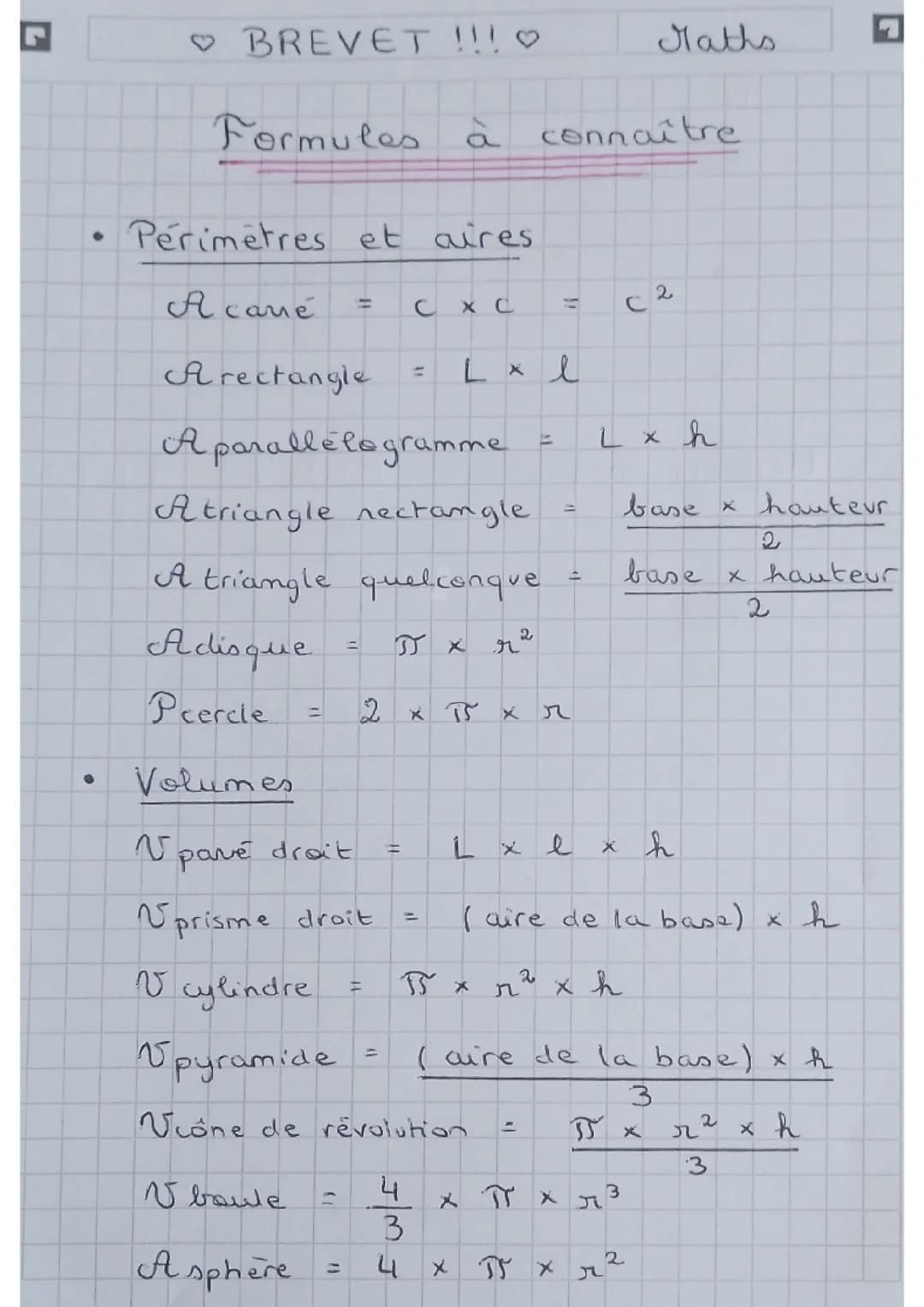 Mathématiques, les formules !