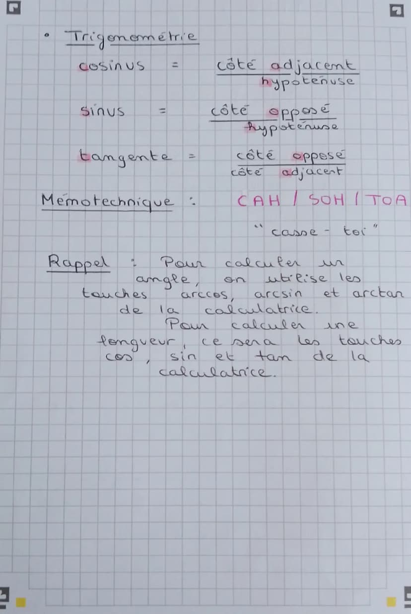 BREVET !!! ♡
Maths
Formules
à
connaître
Perimetres et aires
A camé
Arectangle
A parallelogramme
Atriangle rectangle
A triangle quelconque
2

