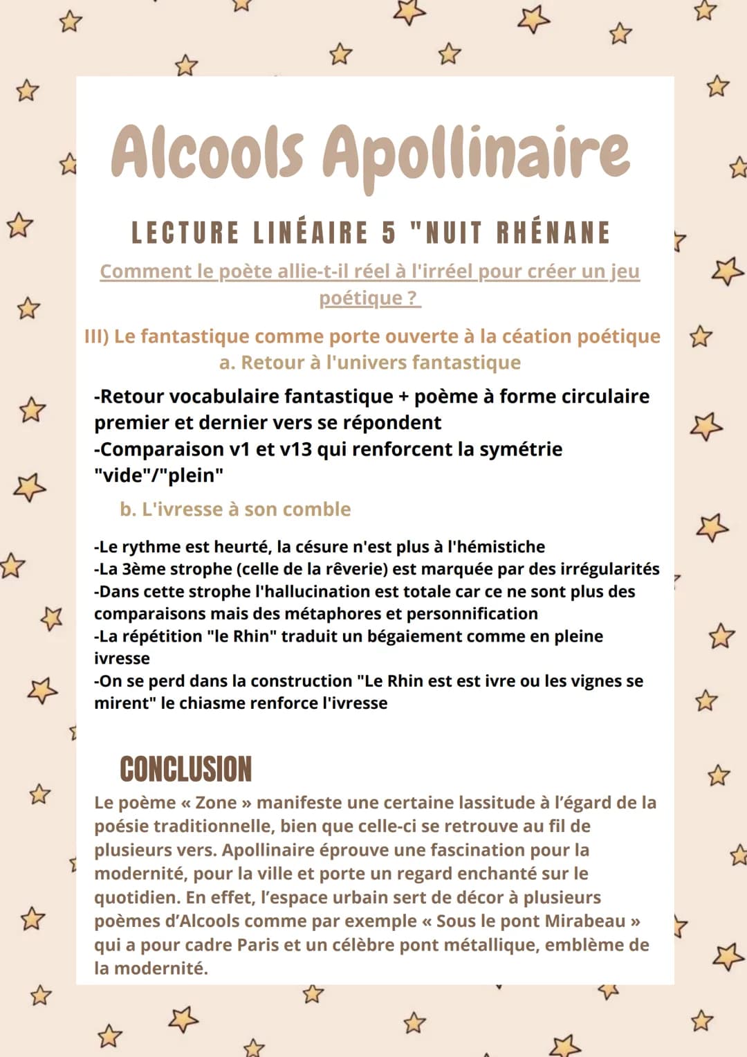 ✩
*Alcools Apollinaire
LECTURE LINÉAIRE 5 "NUIT RHÉNANE >
Comment le poète allie-t-il réel à l'irréel pour créer un jeu
poétique ?
☆
Mon ver