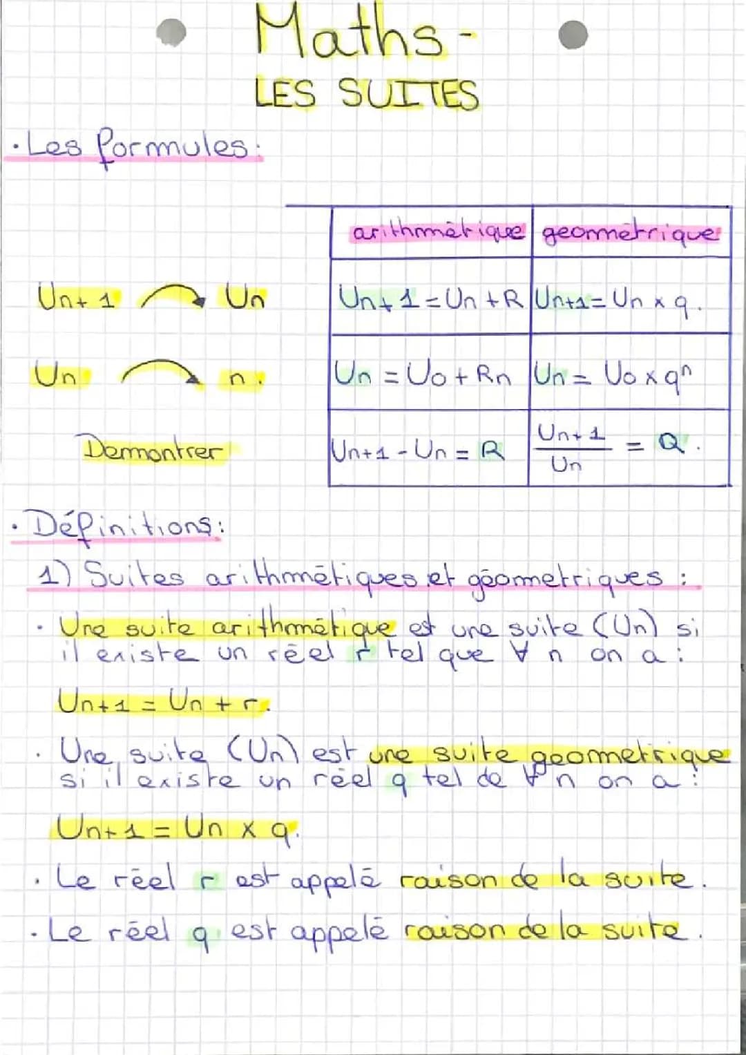 Découvre les Formules des Suites Arithmétiques et Géométriques