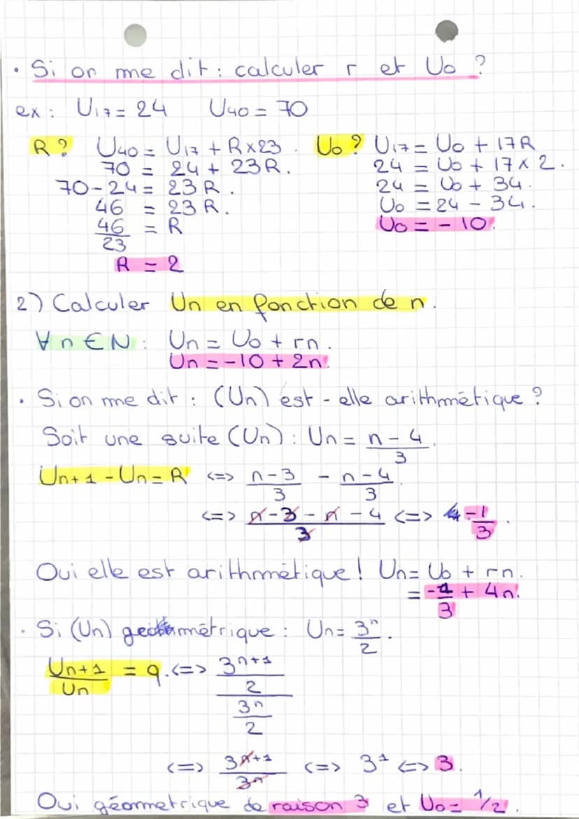 • Les formules:
Unt 1/
Un
.
→
Maths -
LES SUITES
a
Un
Demontrer
arithmetique geometrique
Un + 1 = Un + R/ Unt₁= Un x q.
Un = Uo+ Rn | Un = U