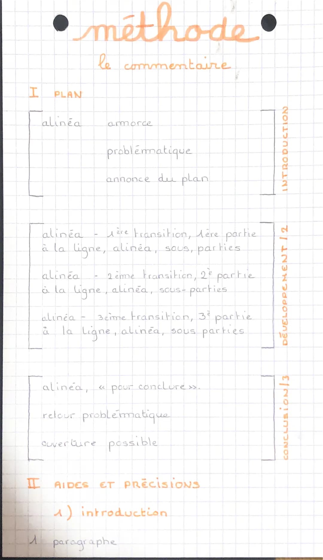 I
I
u
méthode
commentaire
PLAN
alinéa
le
amorce
alinéa
problématique
annonce du plan
alinéa
ère transition, Mère partie
à la ligne, alinéa, 
