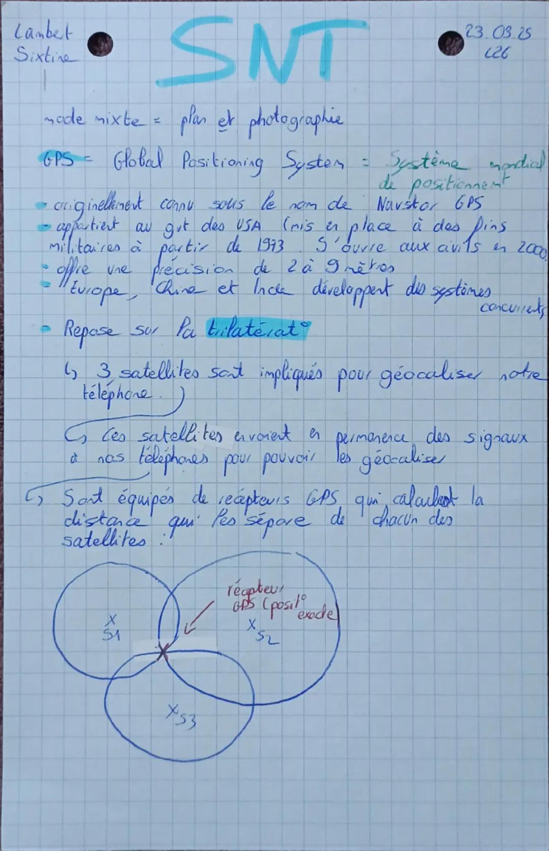 Lambet
Sixtine
• SNT
23.03.25
126
made mixte = plan et photographie
GPS Global Positioning System.
Système esordial
de positiennent
- origin